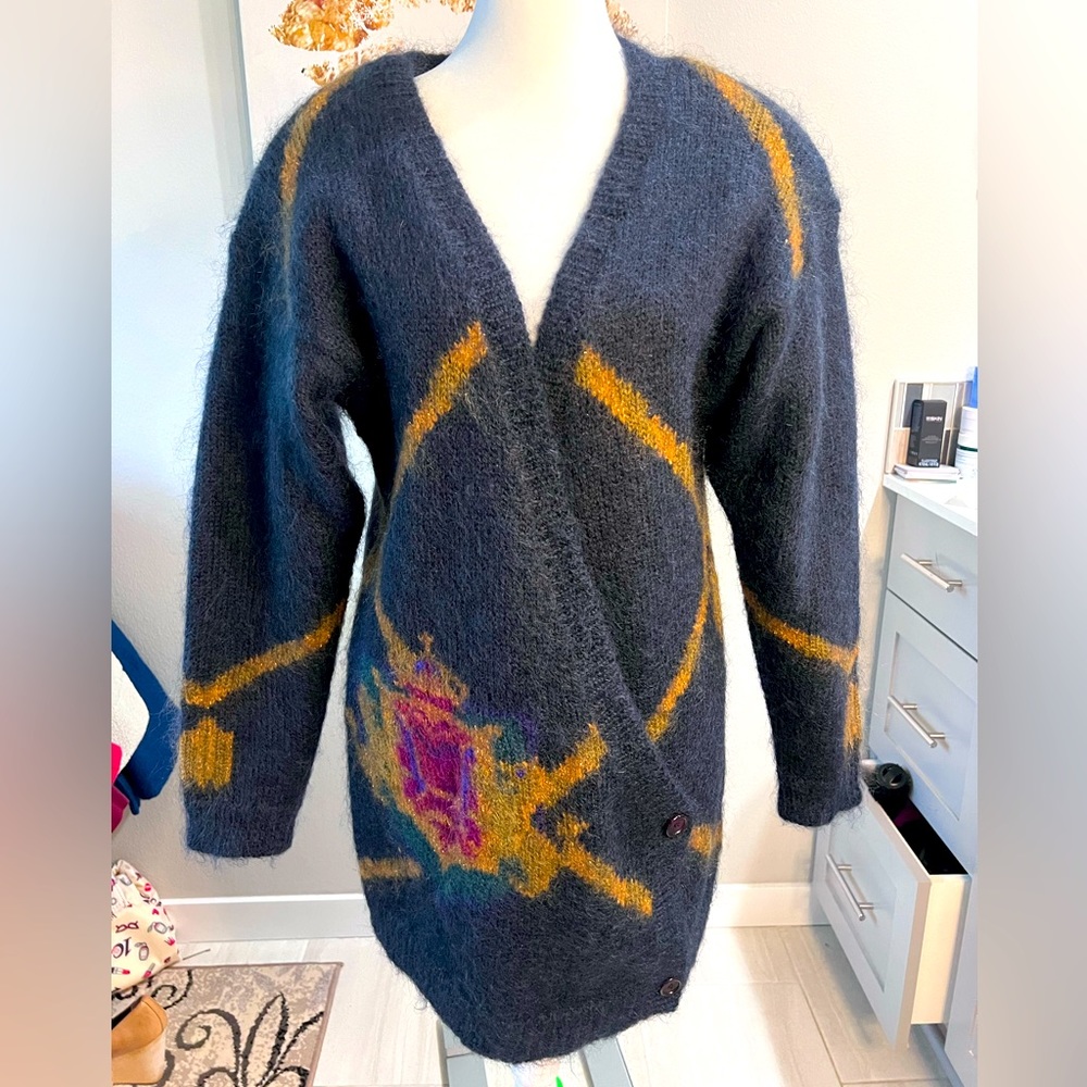 Vintage Linda Allard for Ellen Tracy Long Cardigan Sweater, size S oversized